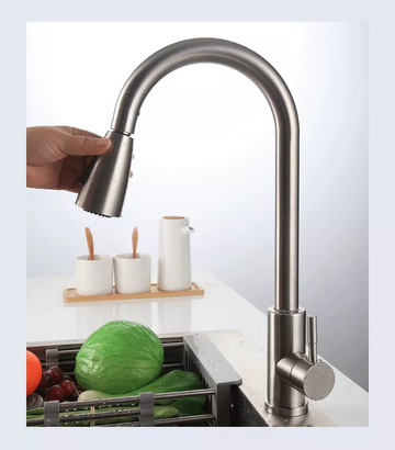 Deck mounted Pulled out Nozzle Single Level Kitchen sink Water Tap Mixer with Spring