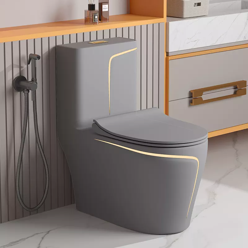 B Backline Ceramic One-Piece Rimless Western Toilet Commode With Tank S Trap Commode Syphonic Flushing System Grey Matt Finish