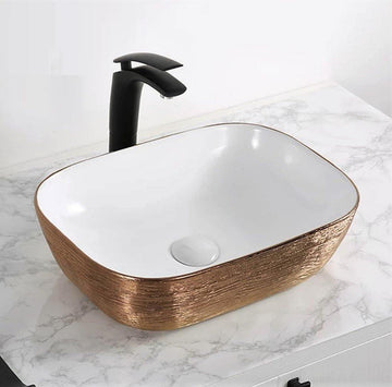 Table Top Designer Wash Basin 18 X 13 X 5.5 Inch Rosegold