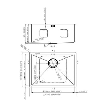 Hafele Stainless Steel Kitchen Sink SS 304 TOPAZ R 2418D (24 X 18 X 10 inches) - Satin