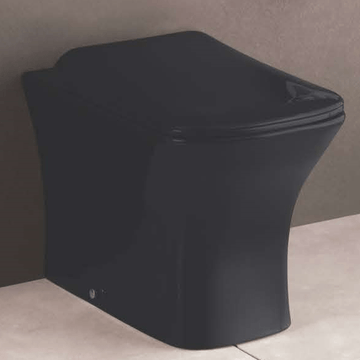 Ceramic Floor Mounted Water Closet Western Toilet European Commode With Soft Close Seat Cover P Trap Black Color - Bath Outlet