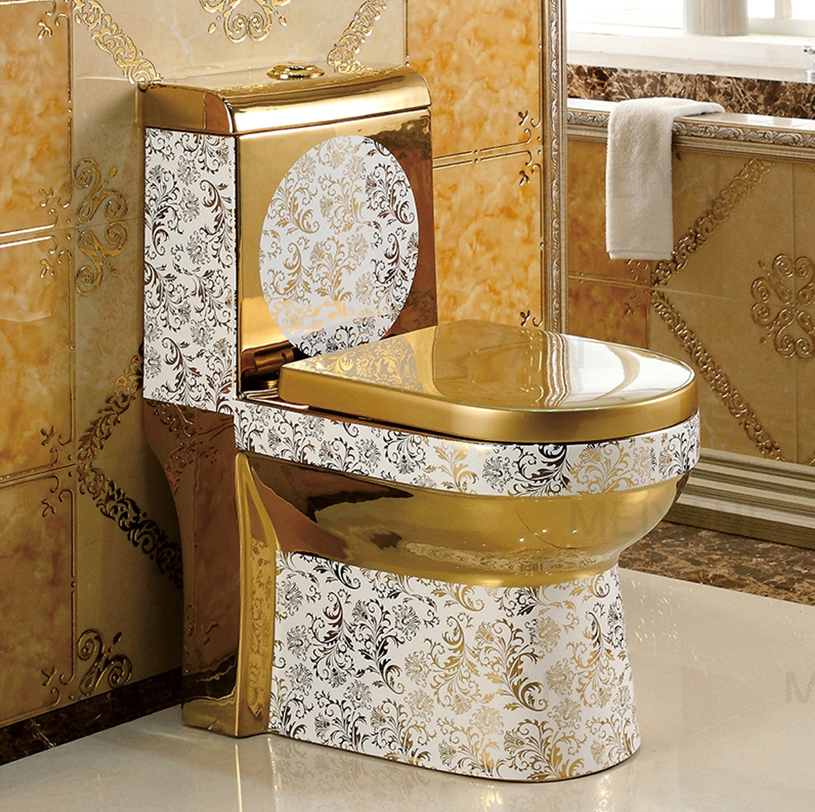 Ceramic Western Toilet/Commode/European Commode/Water Closet Square S Trap Outlet Is From Floor For Bathroom Gold White - Bath Outlet