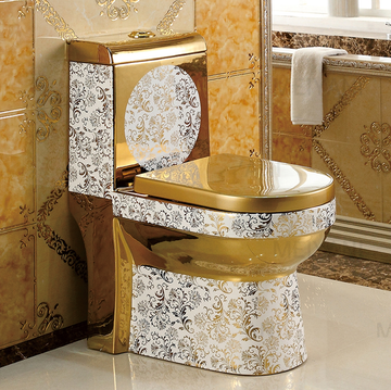 B Backline Ceramic Western Commode One-Piece Toilet Gold Color S-Trap