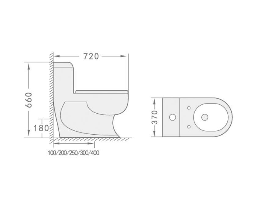 Ceramic One Piece Floor Mounted European Water Closet/Commode With For Bathroom 9 Inch S-Trap - Bath Outlet