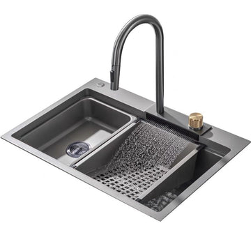 B Backline Single Bowl Handmade Stainless Steel 304 Grade Kitchen Sink 30 X 18 X 9 Inches Satin Finish With Faucet Cup washer Drain Basket