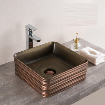 B Backline Ceramic Table Top, Counter Top Wash Basin Copper 40 x 40 CM