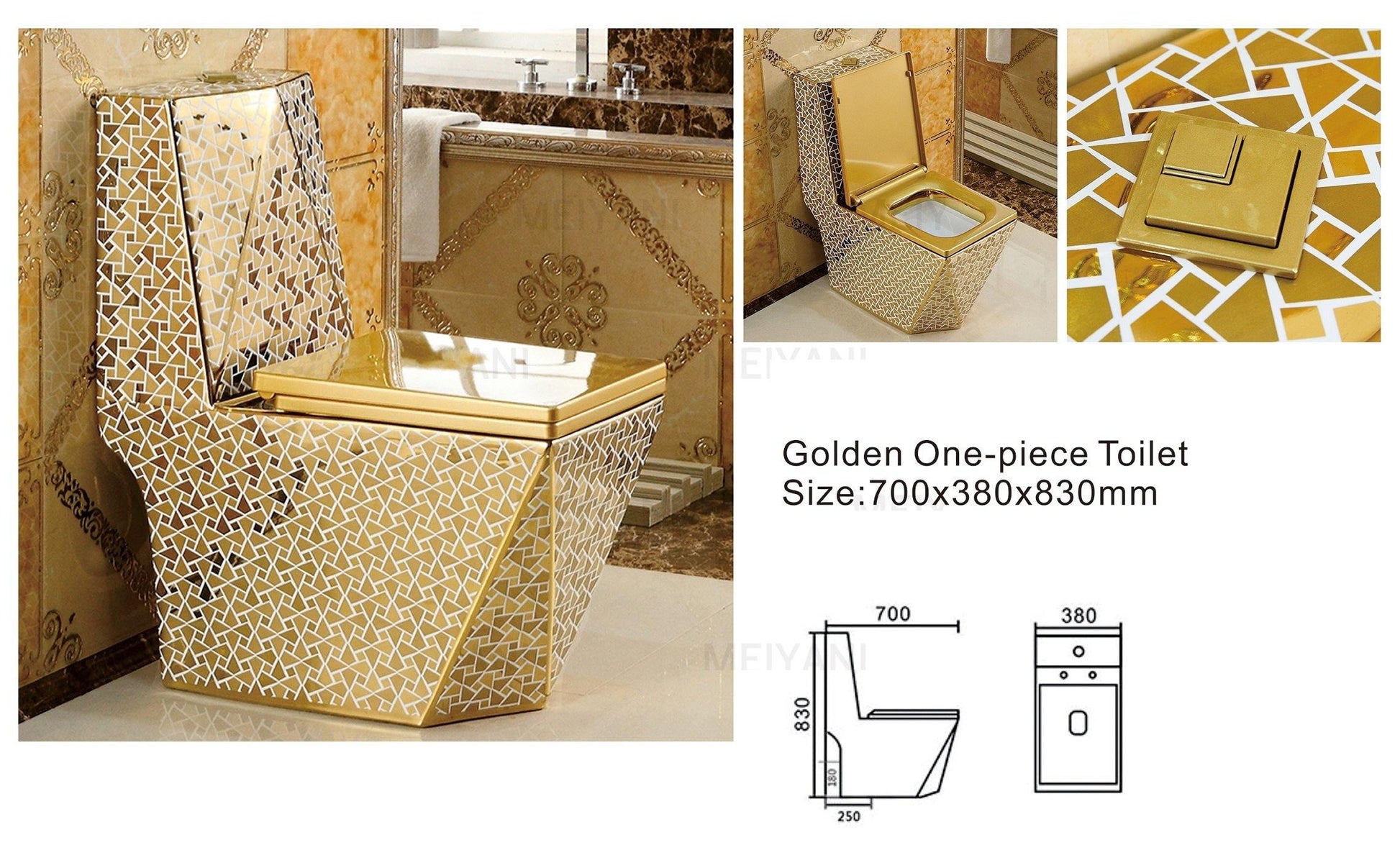 Ceramic Western Toilet/Commode/European Commode/Water Closet Square S Trap Outlet Is From Floor For Bathroom Gold White - Bath Outlet