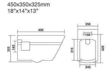 Ceramic Wall Hung / Wall Mount Blue Glossy Commode/Water Closet With Soft Close Seat Cover For Bathroom - Bath Outlet