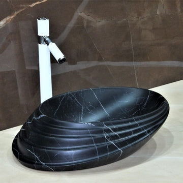 B Backline Ceramic Table Top, Counter Top Wash Basin Black 52x38 CM