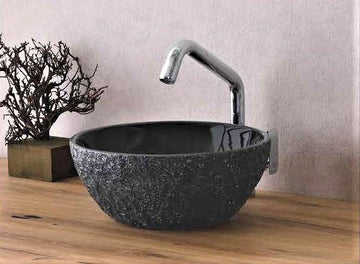 B Backline Ceramic Table Top, Counter Top Wash Basin 28 x 28 CM Black