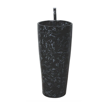 B Backline Ceramic Pedestal Free Standing Wash Basin Round 15 Inch Black