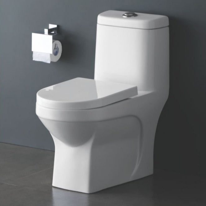 B Backline Ceramic Floor Mounted One-Piece Western Commode Toilet S Trap White