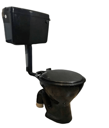 B Backline Ceramic Floor Mounted Toilet Commode With Flush Tank Black