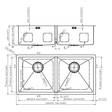 Hafele Stainless Steel Kitchen Sink SS 304 SAPPHIRE R3618 (36 X 18 X 9 inches) - Satin