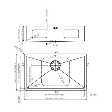Hafele Stainless Steel Kitchen Sink SS 304 TOPAZ R 3118 (31 x 18 x 8 inches) - Satin