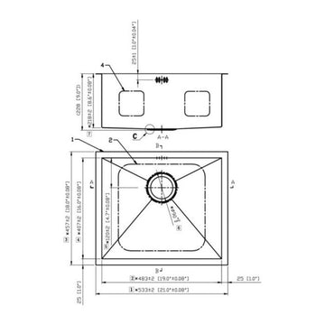 Hafele Stainless Steel Kitchen Sink SS 304 TOPAZ S2118 (21 X 18 X 9 inches) - Satin