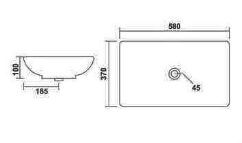 Table Top Ceramic Wash Basin 58 X 37 X 10 Cm - Bath Outlet