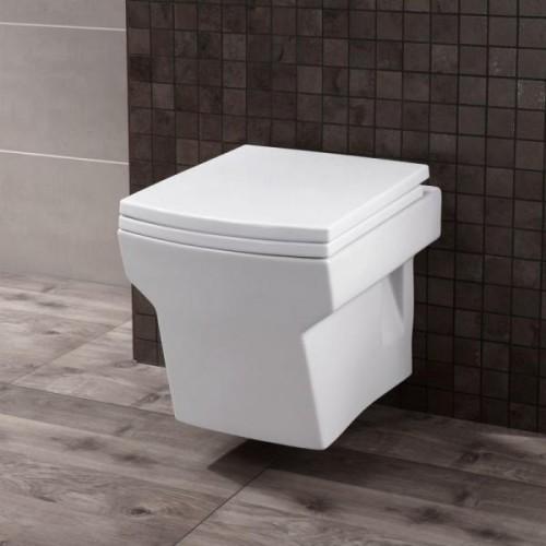 Ceramic Wall Hung / Wall Mount  Commode/Water Closet With Soft Close Seat Cover For Bathroom - Bath Outlet