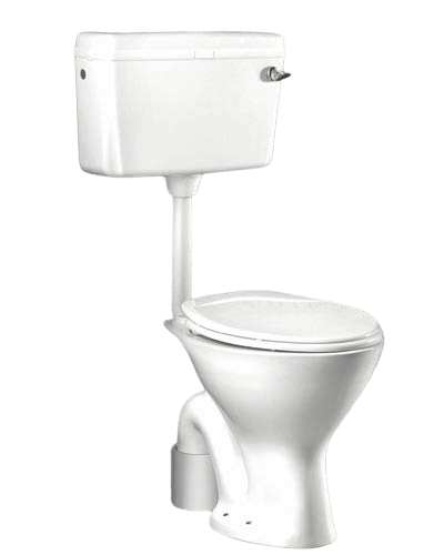 Ceramic Floor Mounted European Water Closet Western Toilet Commode EWC S Trap Concealed with Normal Seat Cover & Flush Tank White Color - Bath Outlet