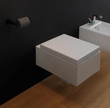 Ceramic Wall Hung / Wall Mount  Commode/Water Closet With Soft Close Seat Cover For Bathroom Square - Bath Outlet