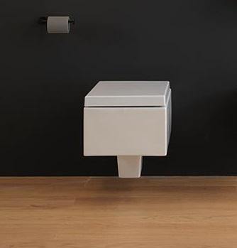Ceramic Wall Hung / Wall Mount  Commode/Water Closet With Soft Close Seat Cover For Bathroom Square - Bath Outlet