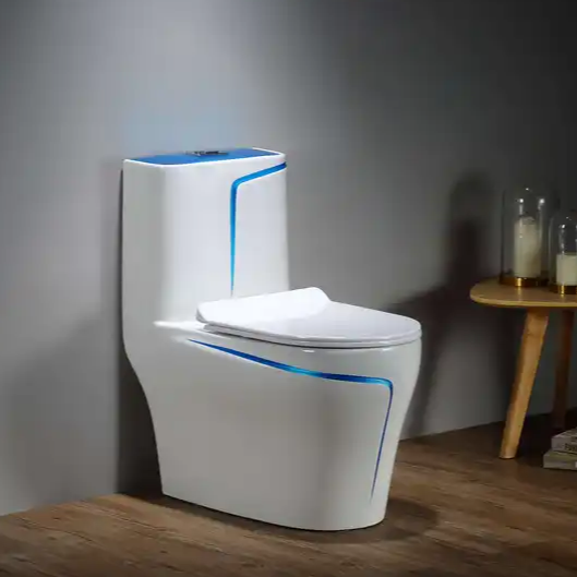 B Backline Ceramic Floor Mounted One-Piece Rimless Western Toilet Commode Syphonic Flushing System Water Closet